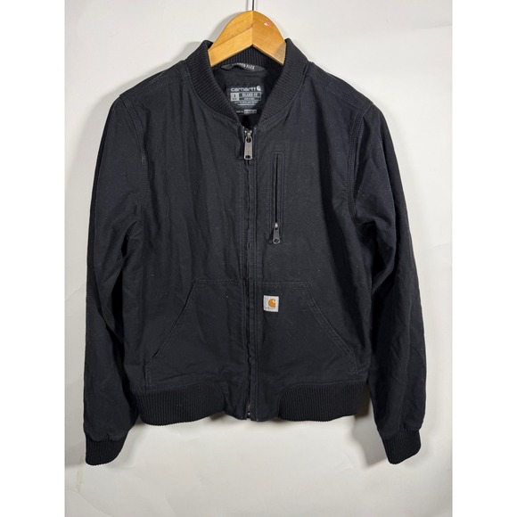 Carhartt Jackets & Blazers - Carhartt Rugged Flex Bomber Jacket Womens Small Black Canvas Full Zip 102524-W